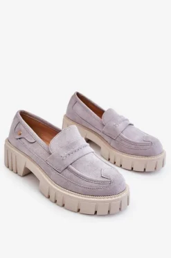 Damskie Boto Damskie Zamszowe Wsuwane Półbuty Szare Fiorell