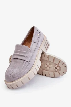 Damskie Boto Damskie Zamszowe Wsuwane Półbuty Szare Fiorell