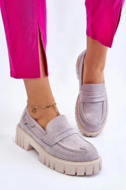 Damskie Boto Damskie Zamszowe Wsuwane Półbuty Szare Fiorell