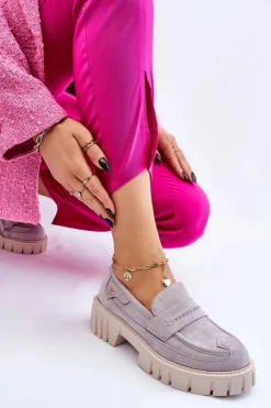 Damskie Boto Damskie Zamszowe Wsuwane Półbuty Szare Fiorell