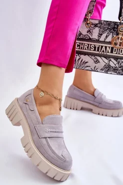 Damskie Boto Damskie Zamszowe Wsuwane Półbuty Szare Fiorell