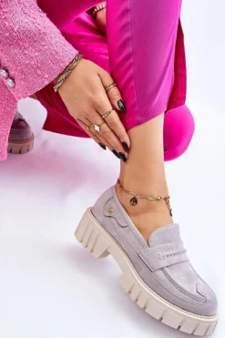 Damskie Boto Damskie Zamszowe Wsuwane Półbuty Szare Fiorell