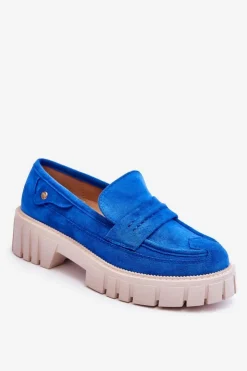 Boto Mokasyny Damskie Zamszowe*Damskie Zamszowe Wsuwane Półbuty Niebieskie Fiorell