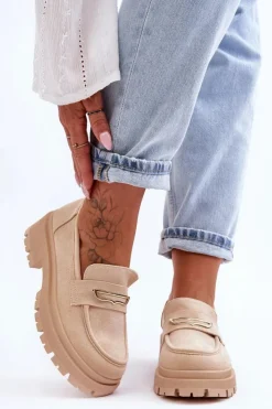 Boto Mokasyny Na Platformie|Mokasyny Damskie Zamszowe*Damskie Zamszowe Wsuwane Mokasyny Beżowe Pure Love