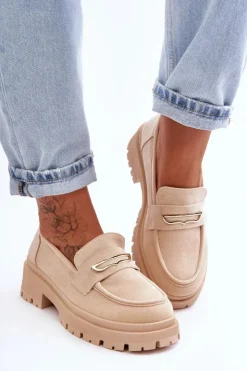 Boto Mokasyny Na Platformie|Mokasyny Damskie Zamszowe*Damskie Zamszowe Wsuwane Mokasyny Beżowe Pure Love