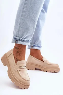 Boto Mokasyny Na Platformie|Mokasyny Damskie Zamszowe*Damskie Zamszowe Wsuwane Mokasyny Beżowe Pure Love