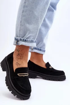 Boto Mokasyny Na Platformie|Mokasyny Damskie Zamszowe*Damskie Zamszowe Wsuwane Mokasyny Czarne Pure Love