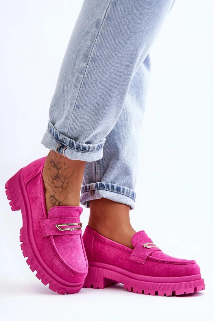 Sale Boto Damskie Zamszowe Wsuwane Mokasyny Różowe Pure Love