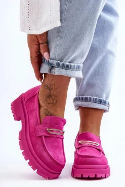 Sale Boto Damskie Zamszowe Wsuwane Mokasyny Różowe Pure Love