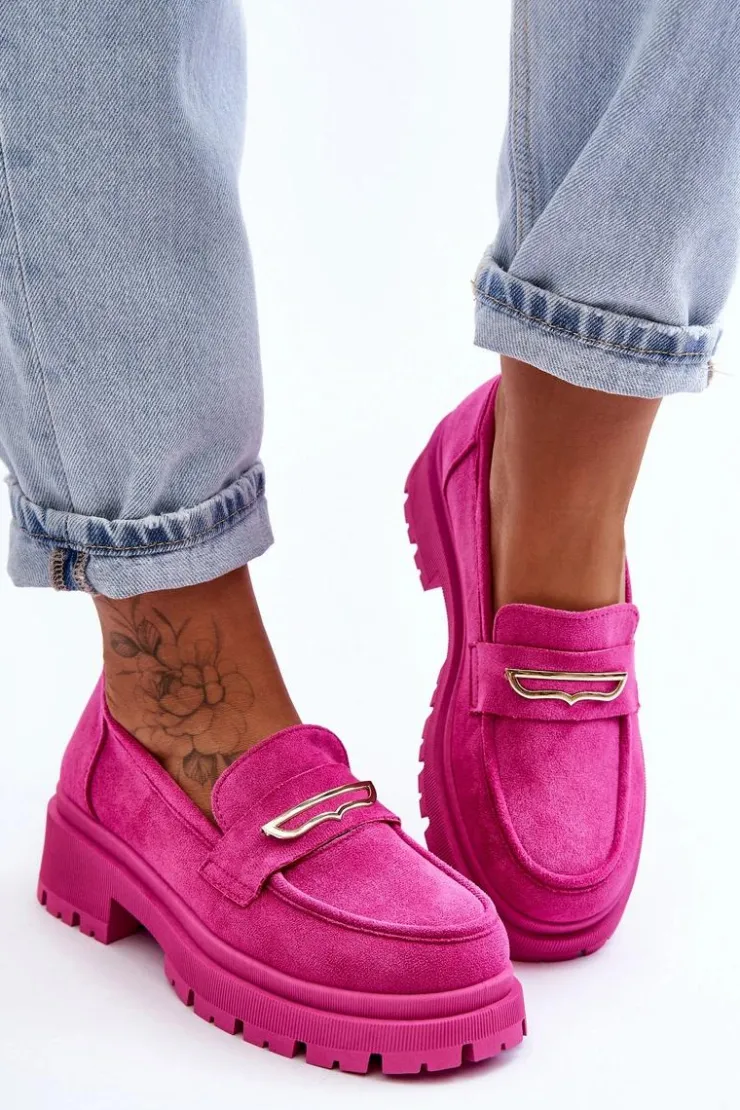 Sale Boto Damskie Zamszowe Wsuwane Mokasyny Różowe Pure Love