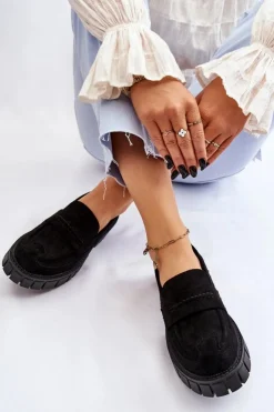 Damskie Boto Damskie Zamszowe Wsuwane Półbuty Czarne Fiorell