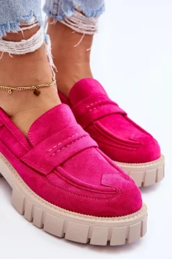 Discount Boto Damskie Zamszowe Wsuwane Półbuty Fuksja Fiorell Różowy