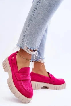 Discount Boto Damskie Zamszowe Wsuwane Półbuty Fuksja Fiorell Różowy