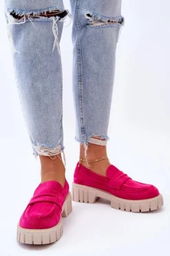 Discount Boto Damskie Zamszowe Wsuwane Półbuty Fuksja Fiorell Różowy