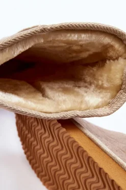 Damskie Boto Damskie Zamszowe Wysokie Śniegowce Ocieplane Beżowe Reyma