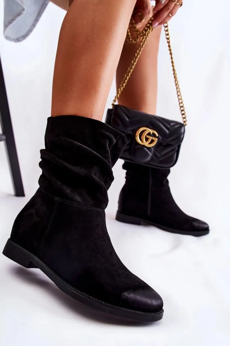 Clearance Boto Damskie Zamszowe Wysokie Botki Czarne Venis