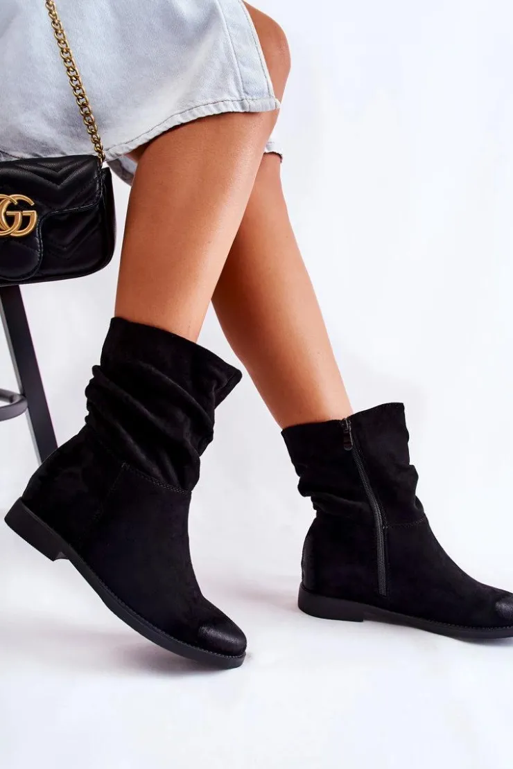 Clearance Boto Damskie Zamszowe Wysokie Botki Czarne Venis