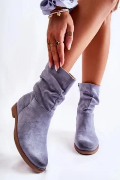 Boto Czarne Botki|Brązowe I Beżowe Botki*Damskie Zamszowe Wysokie Botki Niebieskie Venis