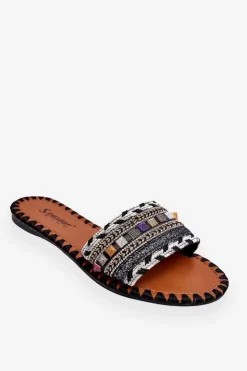 Boto Klapki Damskie Klasyczne*Damskie Zdobione Klapki Czarne Bellisa Czarny