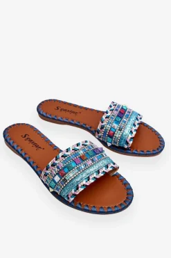 Damskie Boto Damskie Zdobione Klapki Niebieskie Bellisa