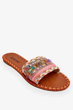 New Boto Damskie Zdobione Klapki Pomarańczowe Bellisa