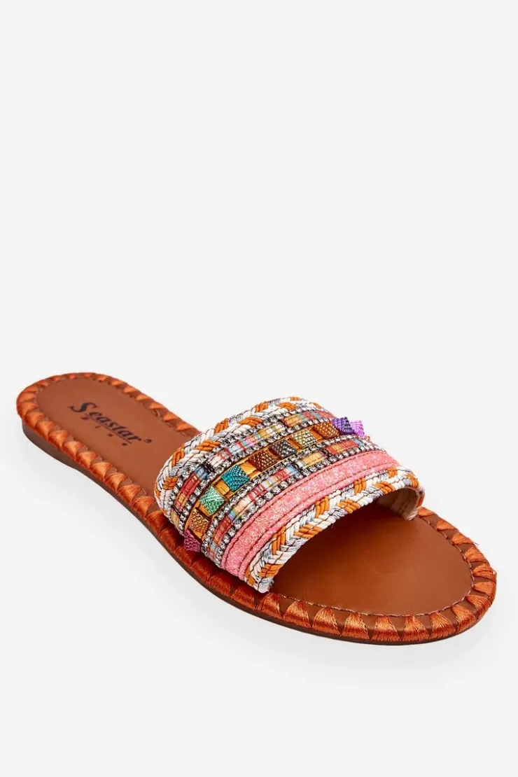 New Boto Damskie Zdobione Klapki Pomarańczowe Bellisa