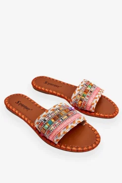 New Boto Damskie Zdobione Klapki Pomarańczowe Bellisa