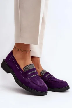 Damskie Boto Damskie Zdobione Mokasyny Fioletowe Dananei