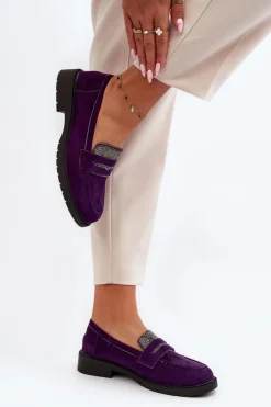 Damskie Boto Damskie Zdobione Mokasyny Fioletowe Dananei