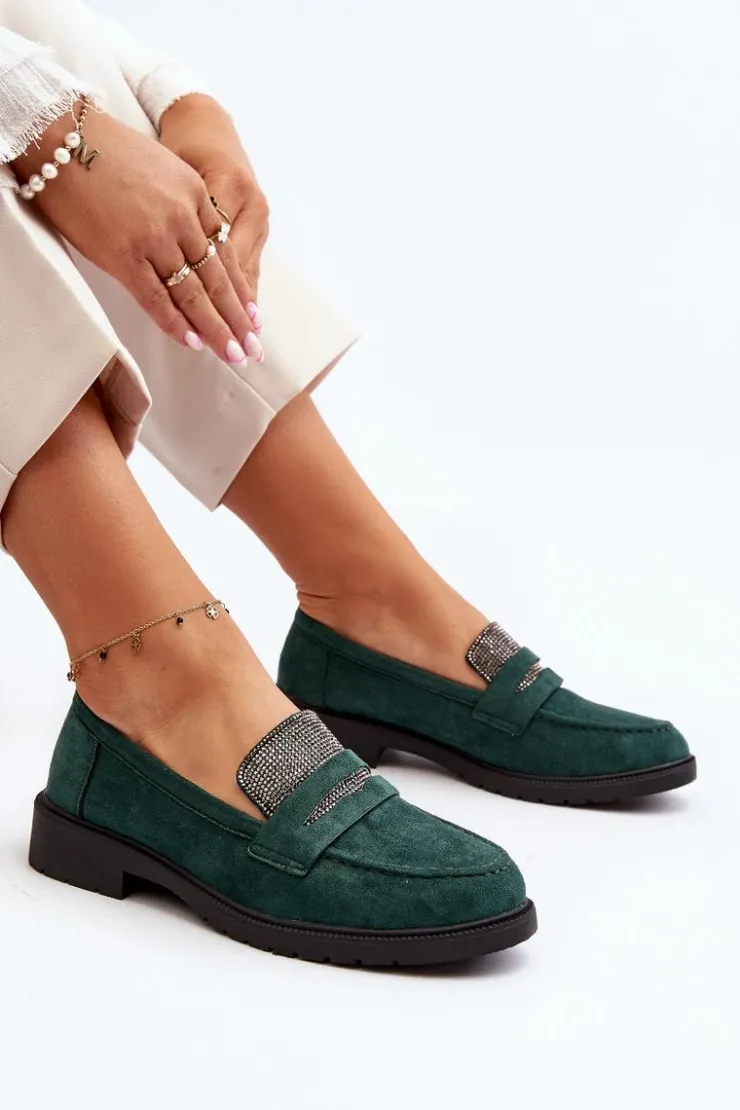 Damskie Boto Damskie Zdobione Mokasyny Ciemnozielone Dananei