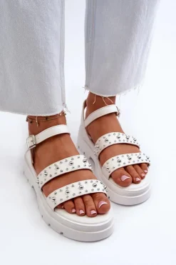 Damskie Boto Damskie Zdobione Sandały Eko Skóra Białe Arcida