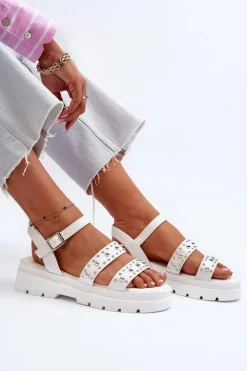 Damskie Boto Damskie Zdobione Sandały Eko Skóra Białe Arcida