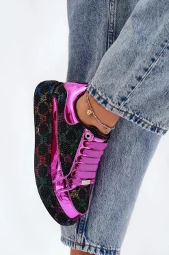 Best GOE Damskie Zdobione Sneakersy Na Platformie NN2N4006 Czarne