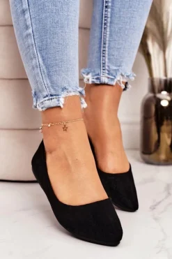 Boto Delikatne Baleriny W Szpic Zamszowe Czarne Dermeno