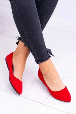 Discount Boto Delikatne Baleriny W Szpic Zamszowe Czerwone Dermeno
