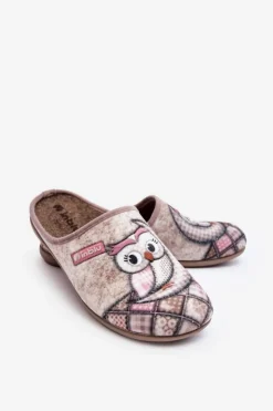 Hot INBLU Domowe Klapki Klapki Sowa GF000018 Beżowe