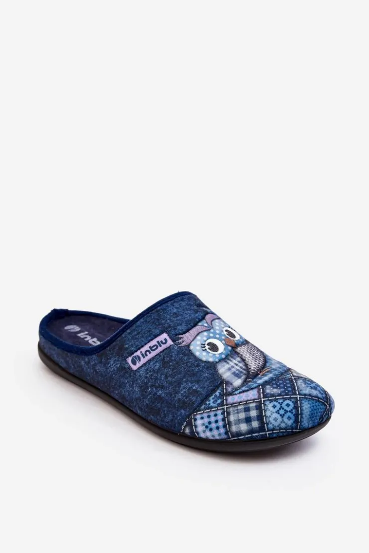 Sale INBLU Domowe Klapki Klapki Sowa GF000018 Granatowe