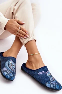 Sale INBLU Domowe Klapki Klapki Sowa GF000018 Granatowe