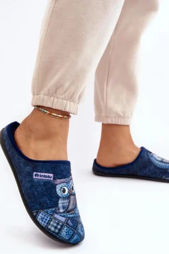 Sale INBLU Domowe Klapki Klapki Sowa GF000018 Granatowe