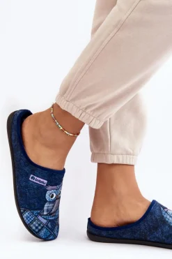Sale INBLU Domowe Klapki Klapki Sowa GF000018 Granatowe