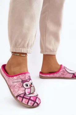 INBLU Domowe Klapki Klapki Sowa GF000018 Różowe Różowy