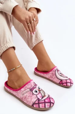 INBLU Domowe Klapki Klapki Sowa GF000018 Różowe Różowy