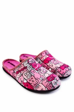 Damskie INBLU Domowe Klapki Papcie W Koty GF-12-023 Różowe