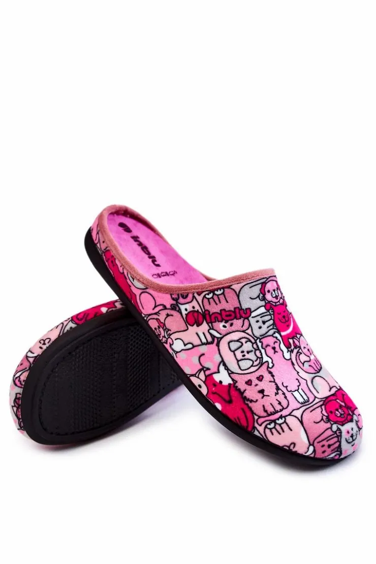 Damskie INBLU Domowe Klapki Papcie W Koty GF-12-023 Różowe