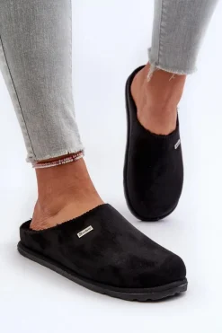 Damskie INBLU Domowe Ocieplane Klapki Papcie CS-34-014 Czarne