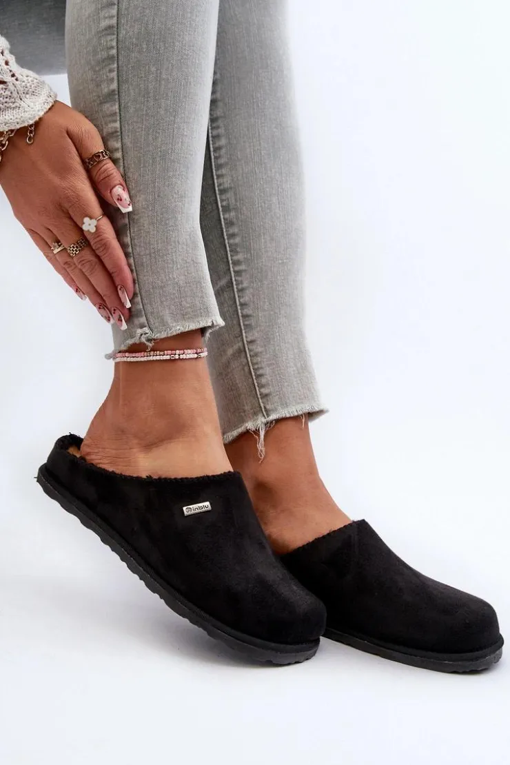 Damskie INBLU Domowe Ocieplane Klapki Papcie CS-34-014 Czarne