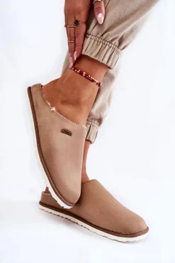 INBLU Domowe Ocieplane Klapki Papcie CS-34-011 Beżowe