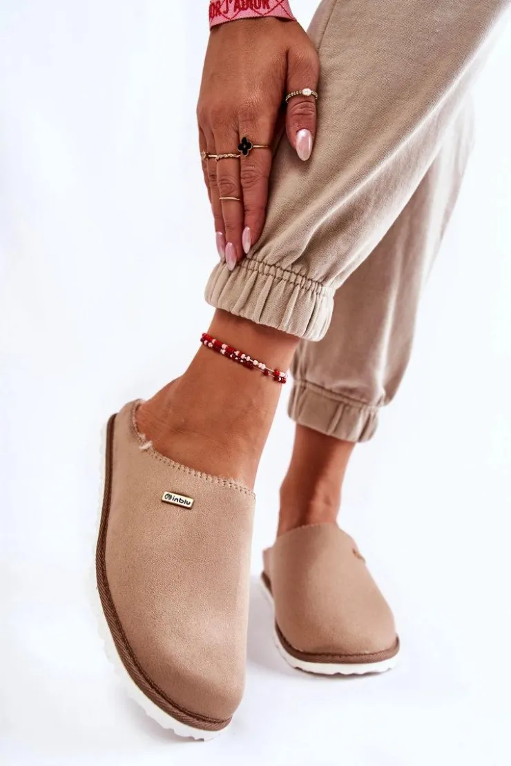 INBLU Domowe Ocieplane Klapki Papcie CS-34-011 Beżowe