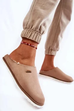 INBLU Domowe Ocieplane Klapki Papcie CS-34-011 Beżowe