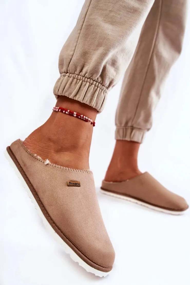 INBLU Domowe Ocieplane Klapki Papcie CS-34-011 Beżowe